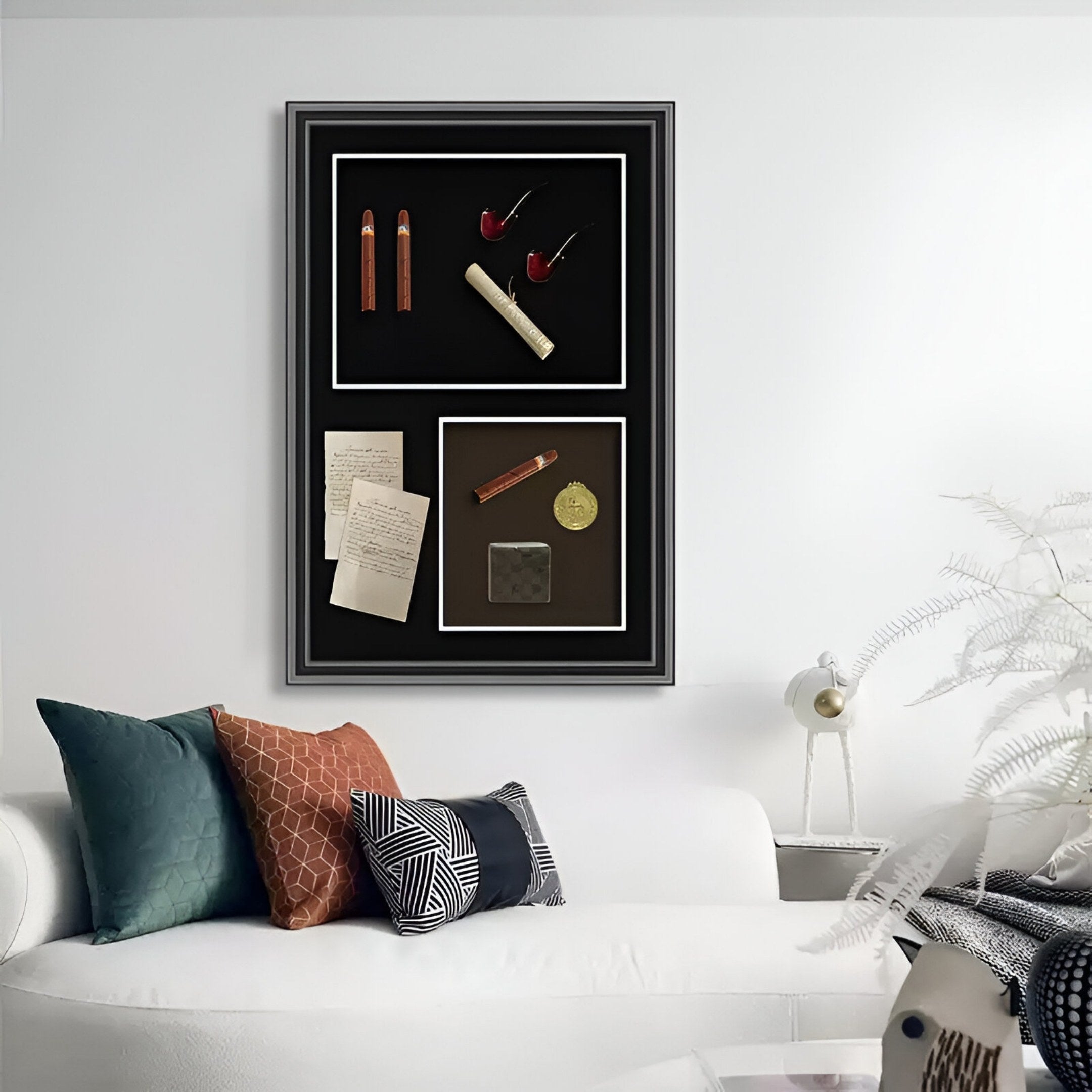 Havanore Cigar, Pipe & Manuscript Framed 3D Wall Art