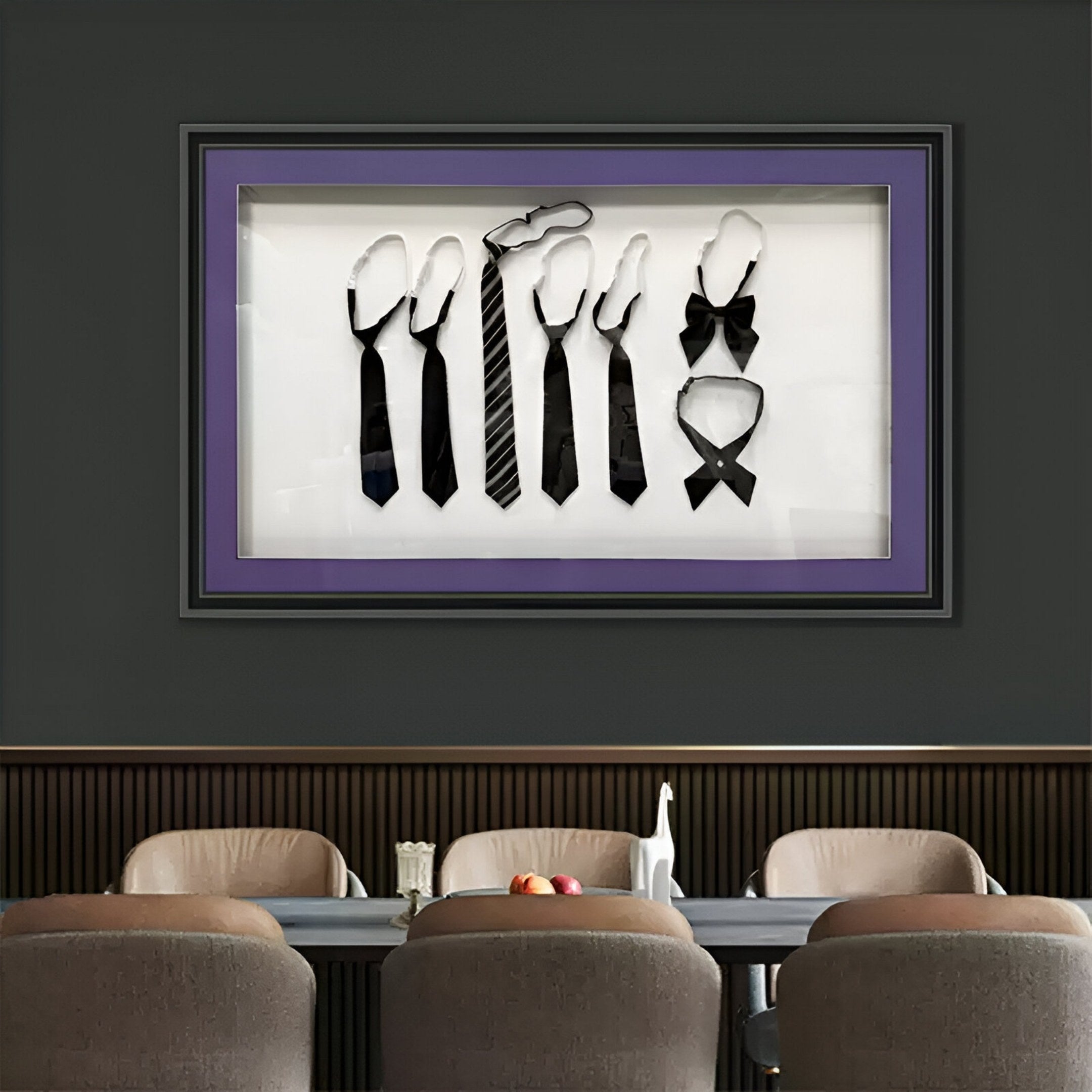 Cravatto Black Tie & Bow Framed 3D Wall Art