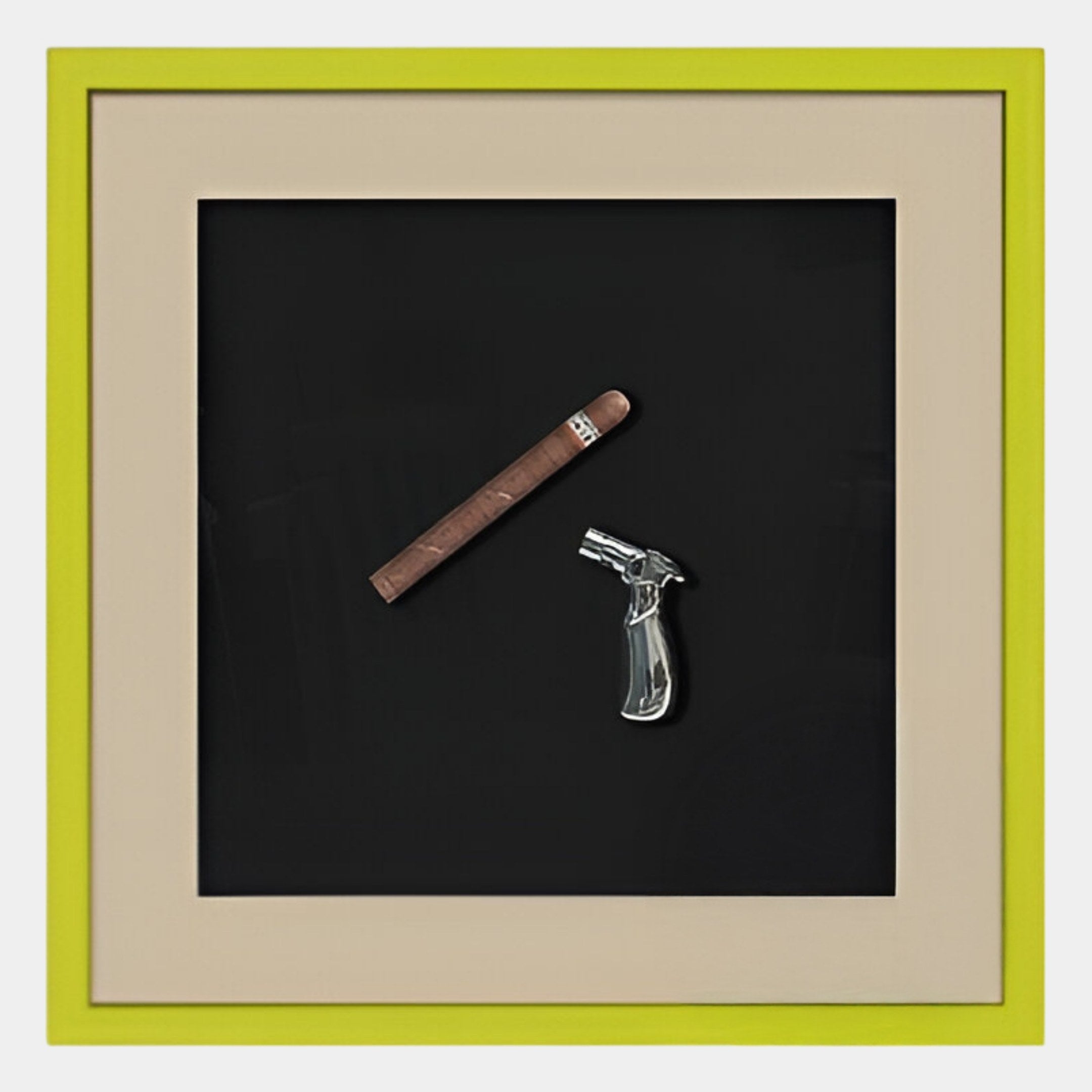 Tabacora Torch Lighter & Cigar Framed 3D Wall Art