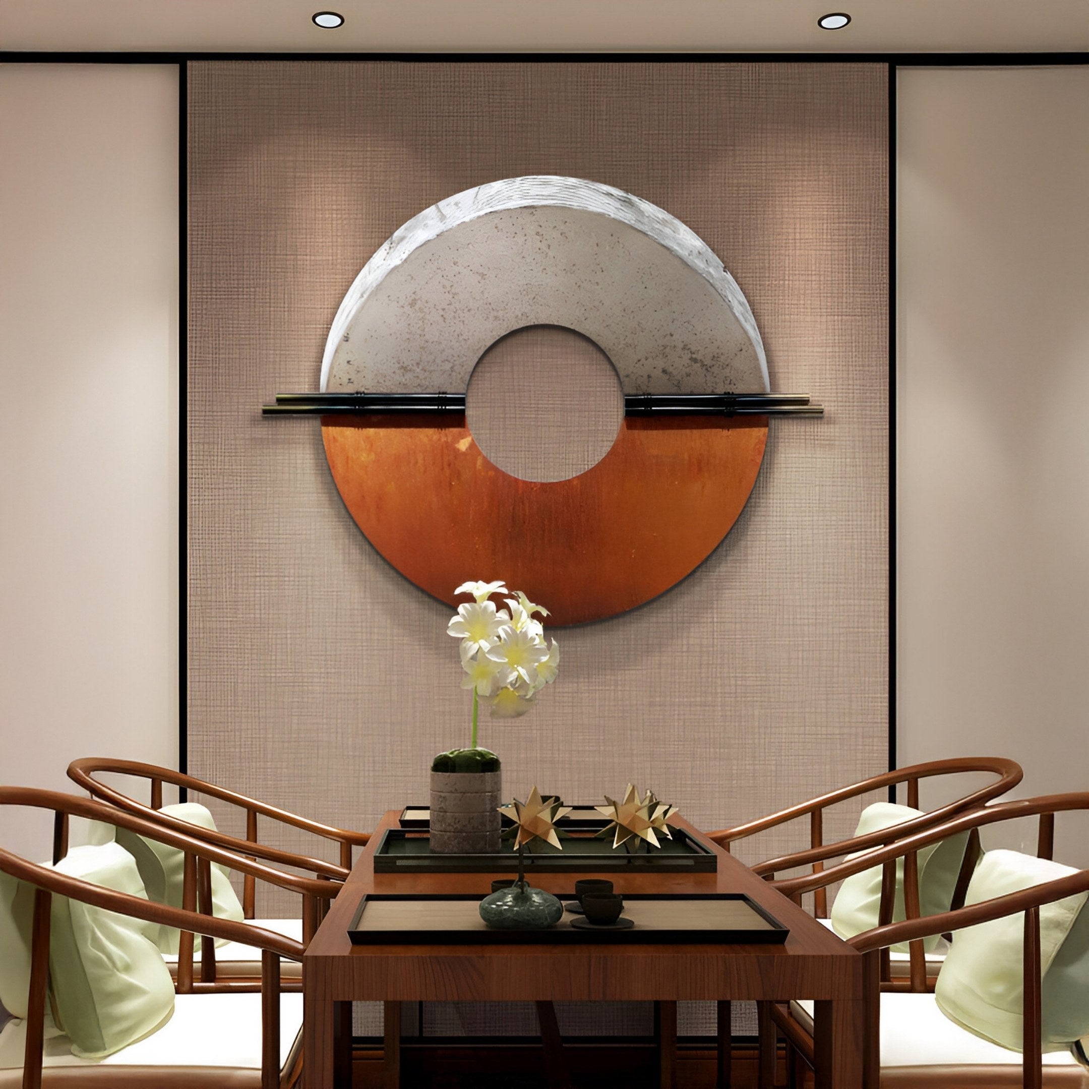 Zenithra Silver & Copper Dual-Tone Circular 3D Wall Art