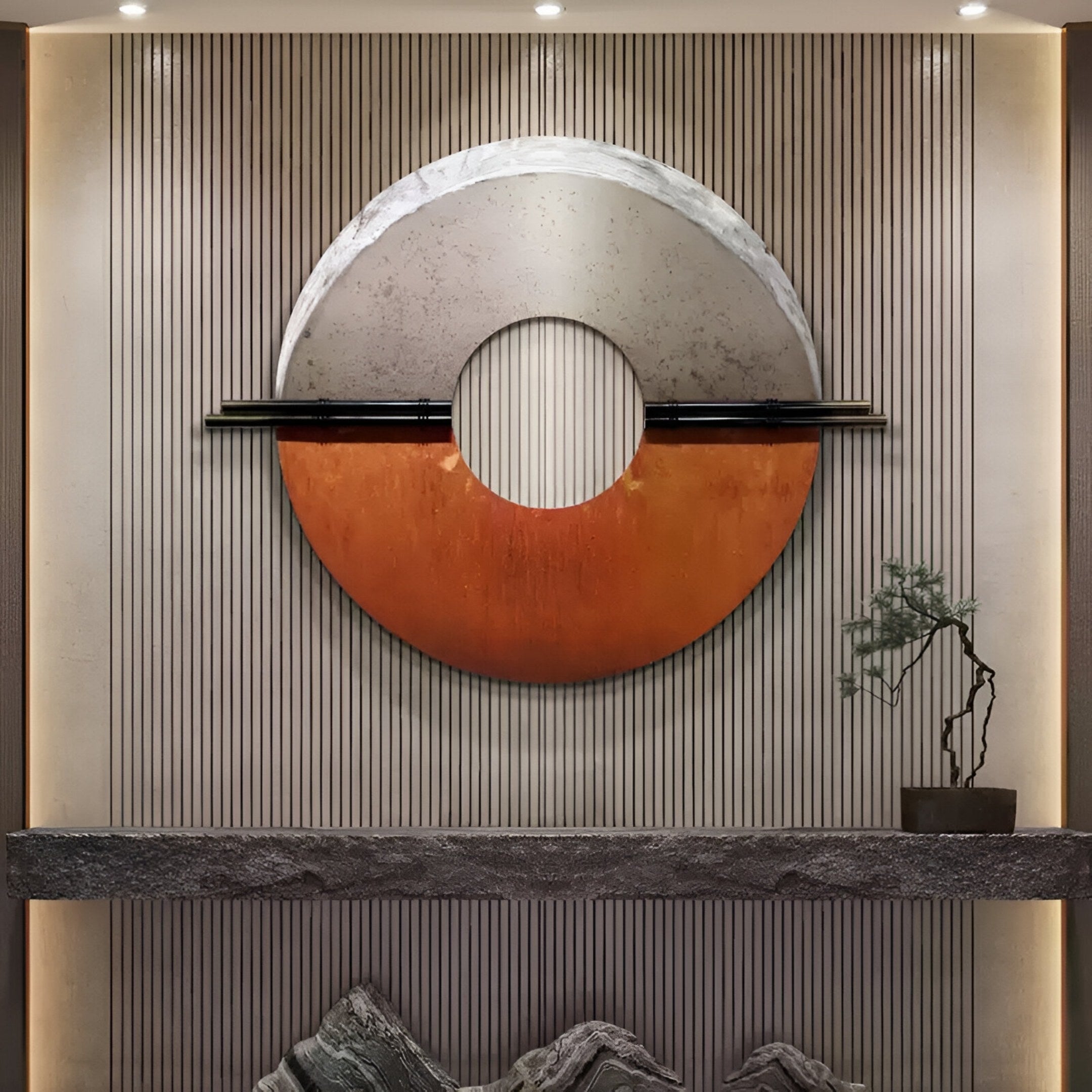 Zenithra Silver & Copper Dual-Tone Circular 3D Wall Art