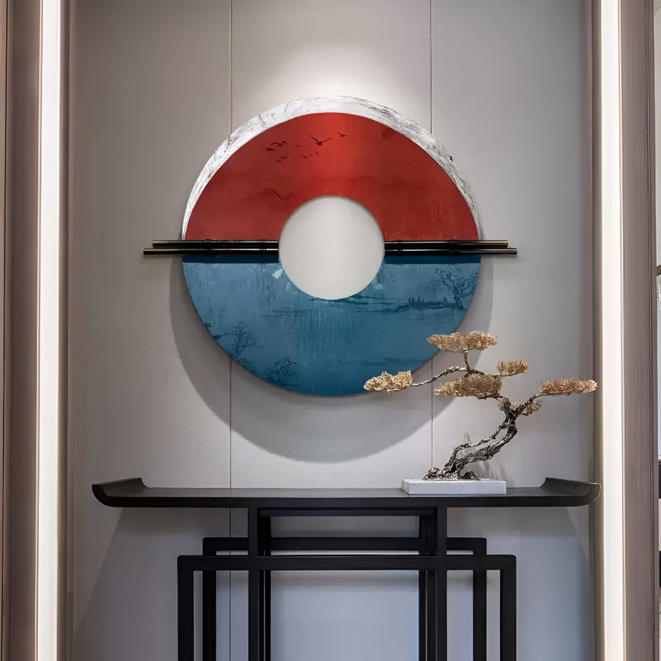 Zenithra Red & Blue Horizon Circular 3D Wall Art