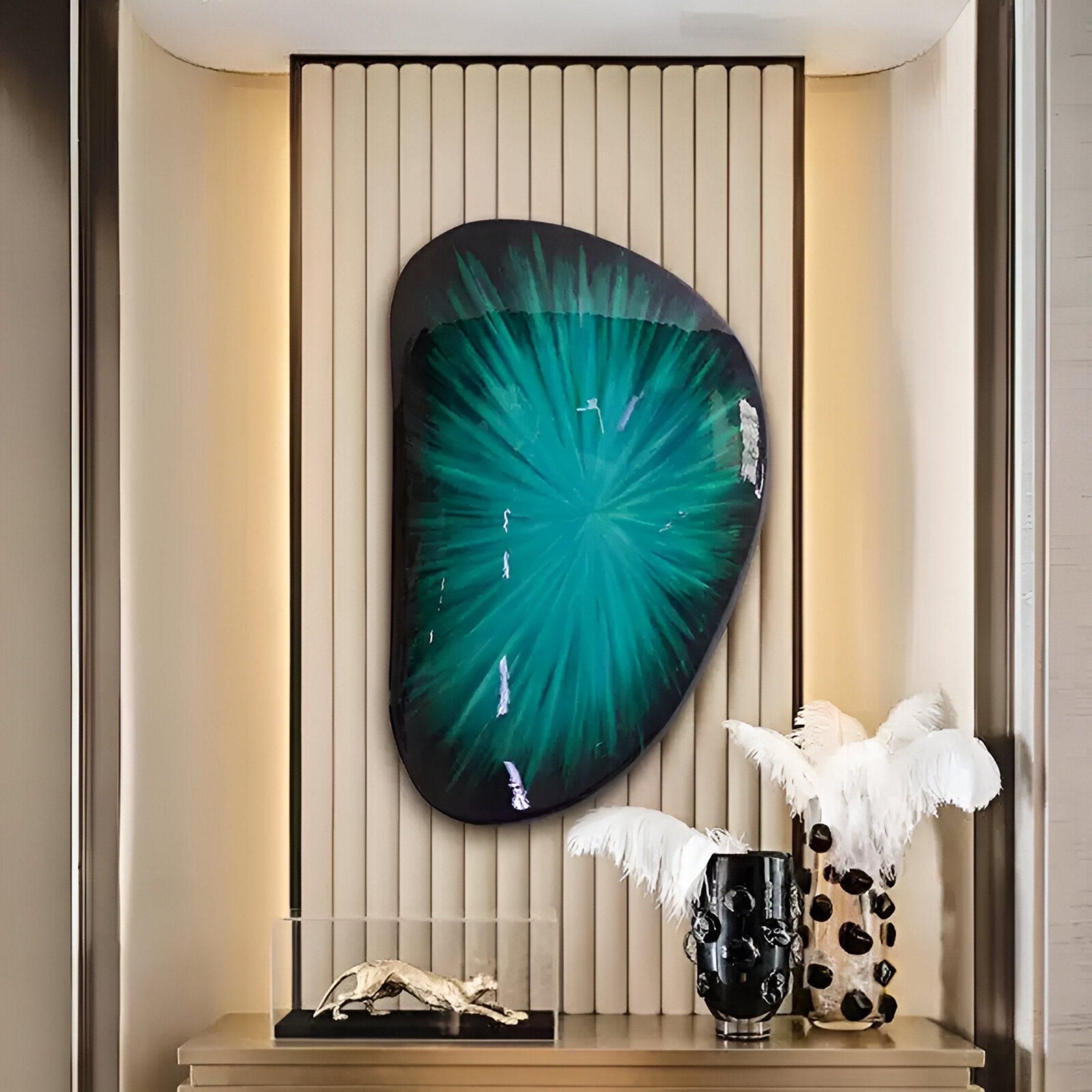Veyora Teal Radiance 3D Relief Wall Art