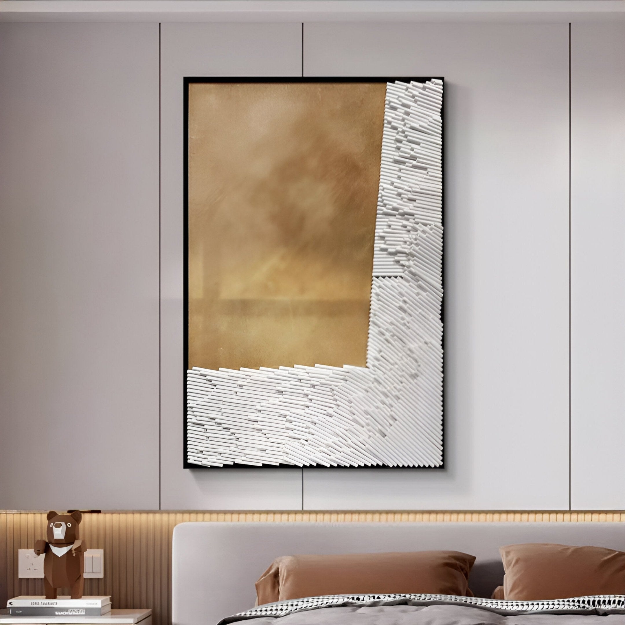 Cartura Bronze & White Angled Fold Paper 3D Wall Art