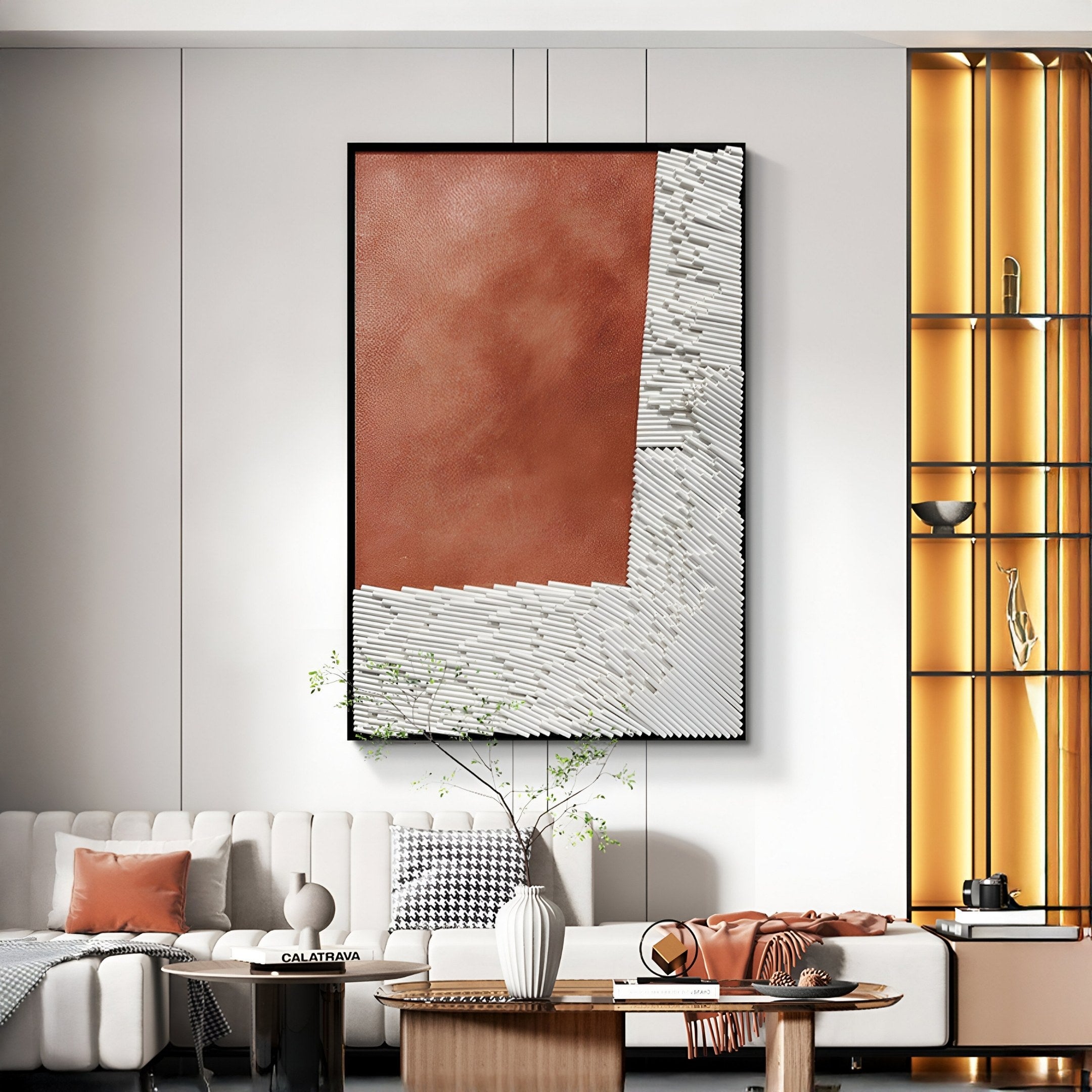 Cartura Copper & White Angled Fold Paper 3D Wall Art
