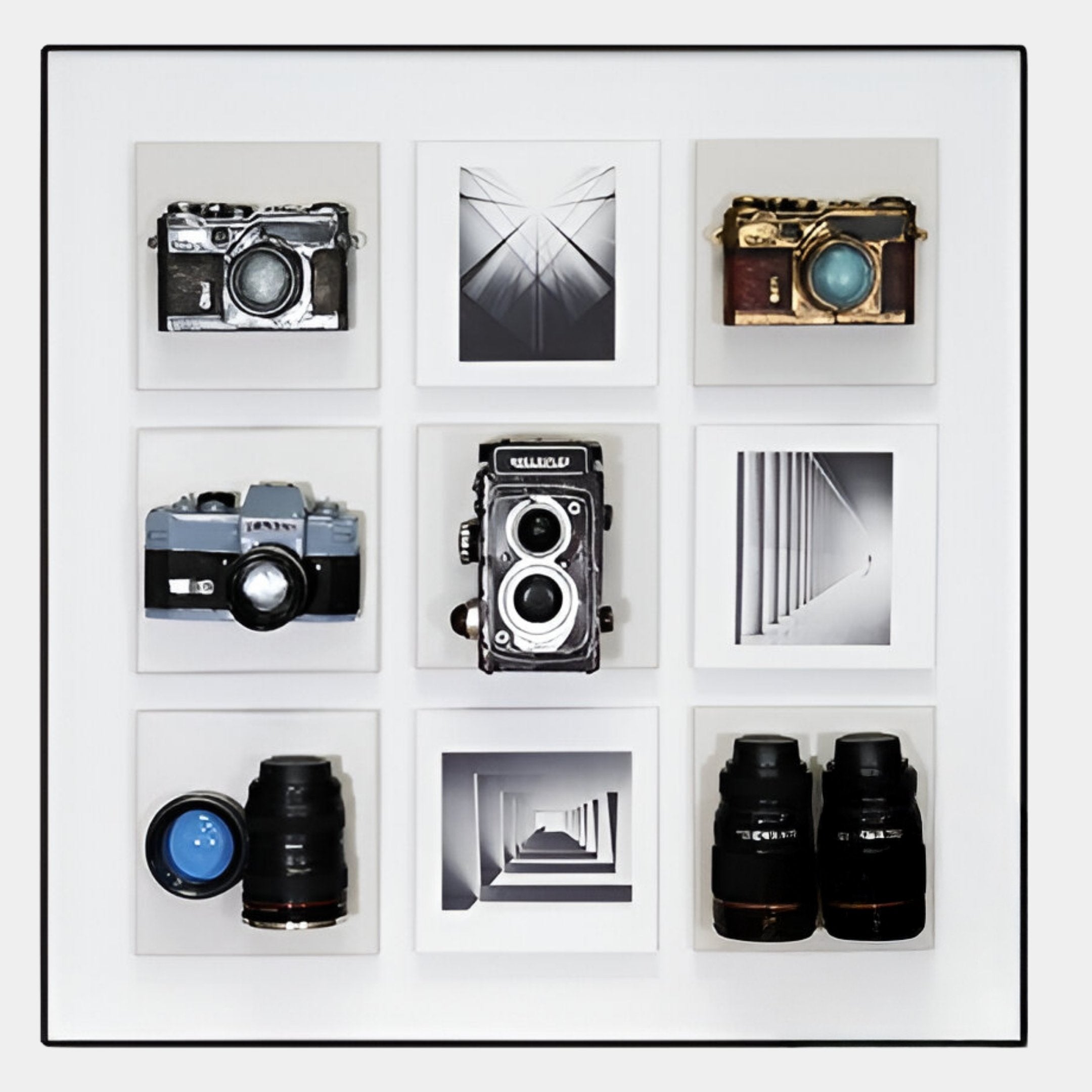Optivis Vintage Lens & Camera Ensemble 3D Wall Art
