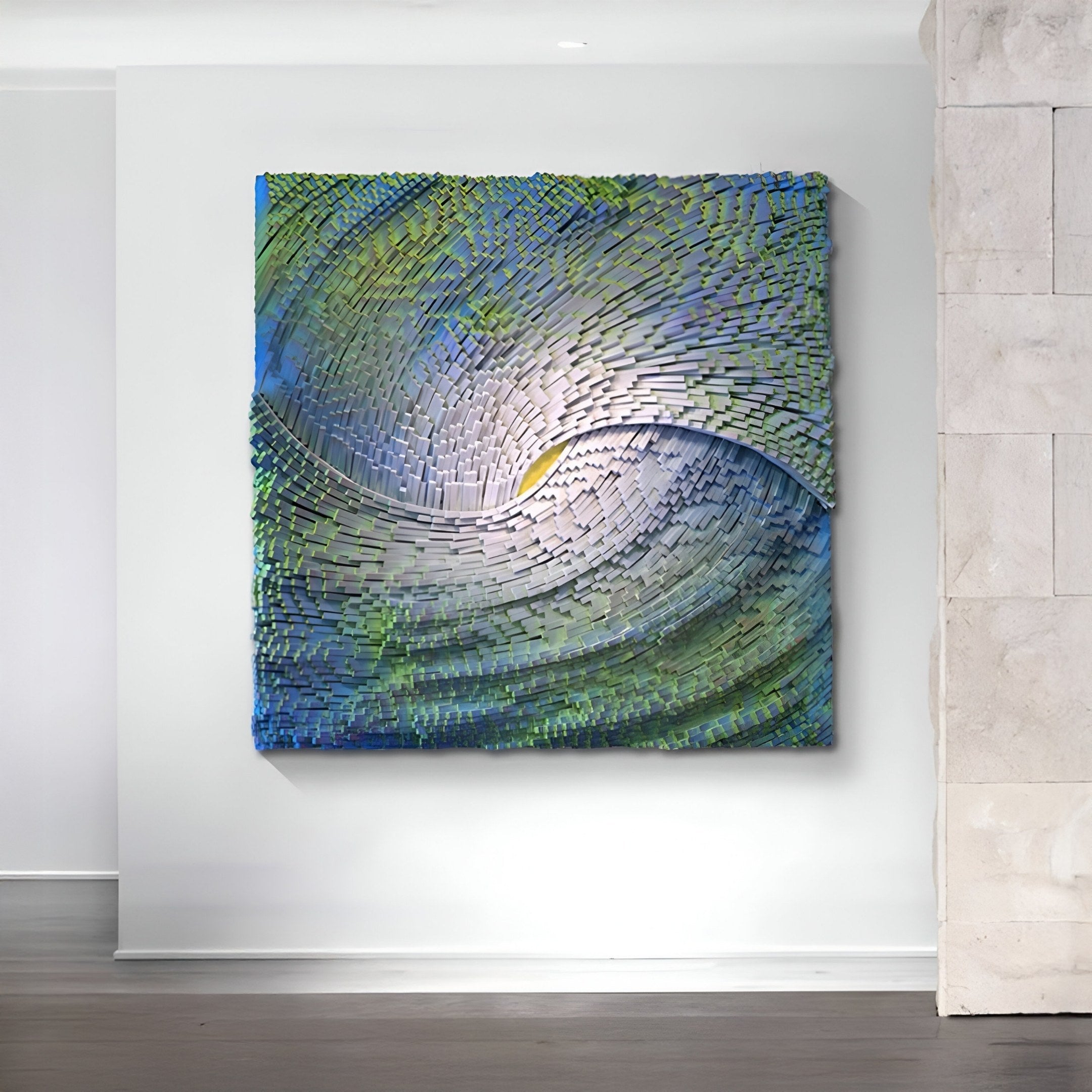 Stravura Green & Blue Spiral Motion 3D Wall Art