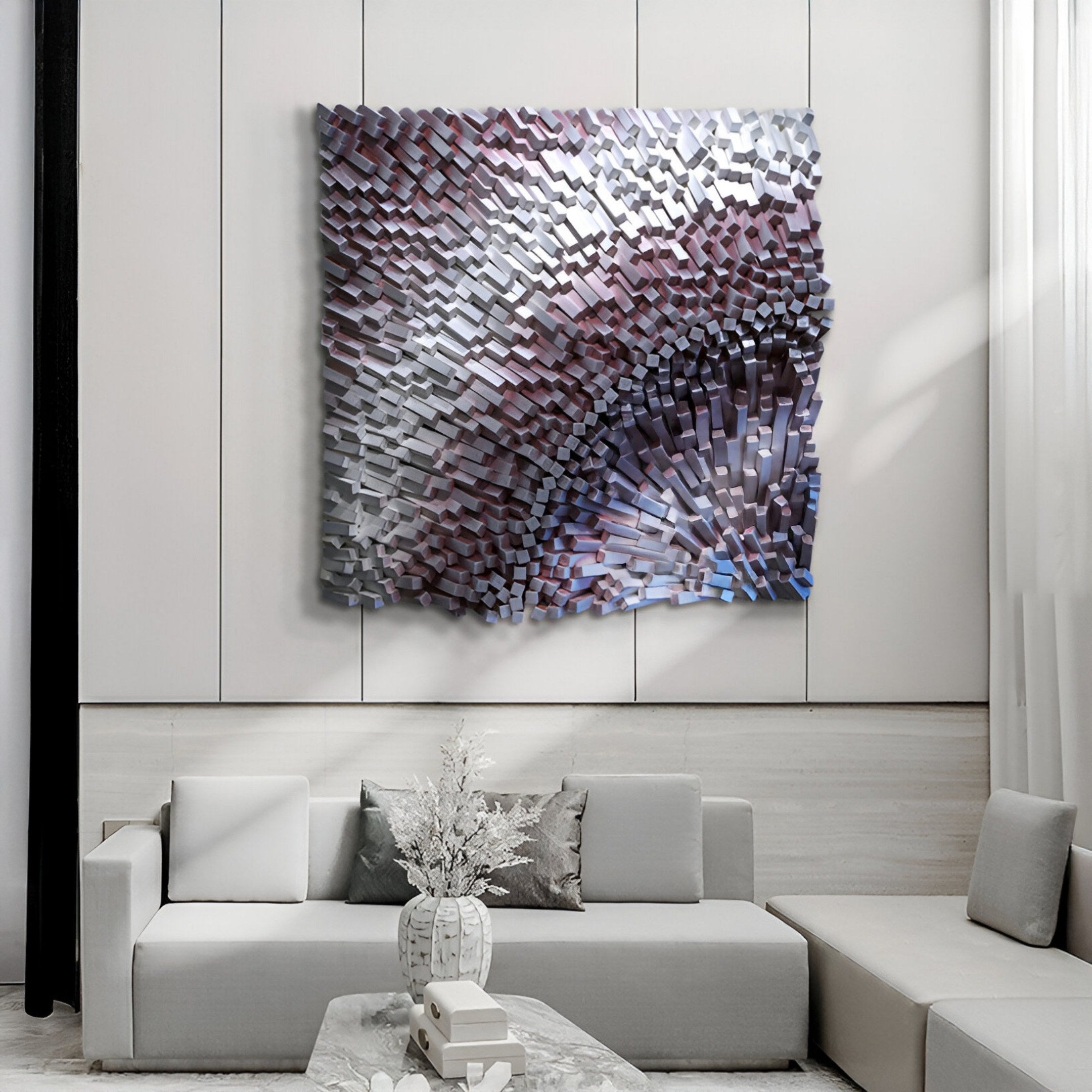 Stravura Silver & Plum Radiance 3D Wall Art