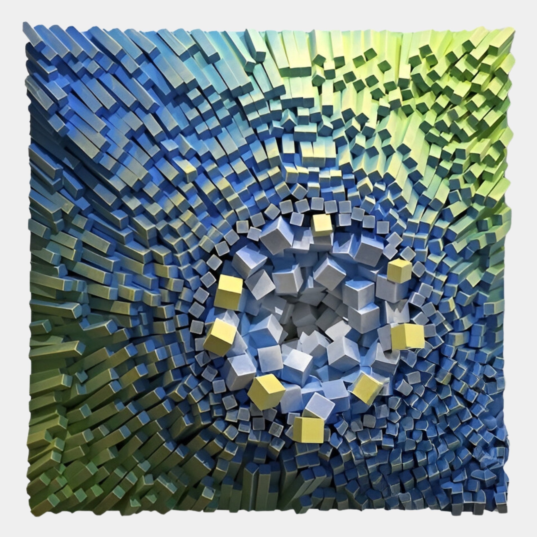 Stravura Yellow & Blue Orbital Centre 3D Wall Art