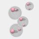 Orbiora Pink Orb 4-Panel Concentric Sphere 3D Wall Art by Giant Sculptures features black concentric circles and glossy pink spheres on white, creating striking modern décor for any space.