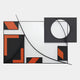 Struktura Red & Black Geometric Curve 3D Wall Art by Giant Sculptures features black, white, and orange rectangles and squares with intersecting curved and straight lines, creating bold modern decor on a crisp white background.