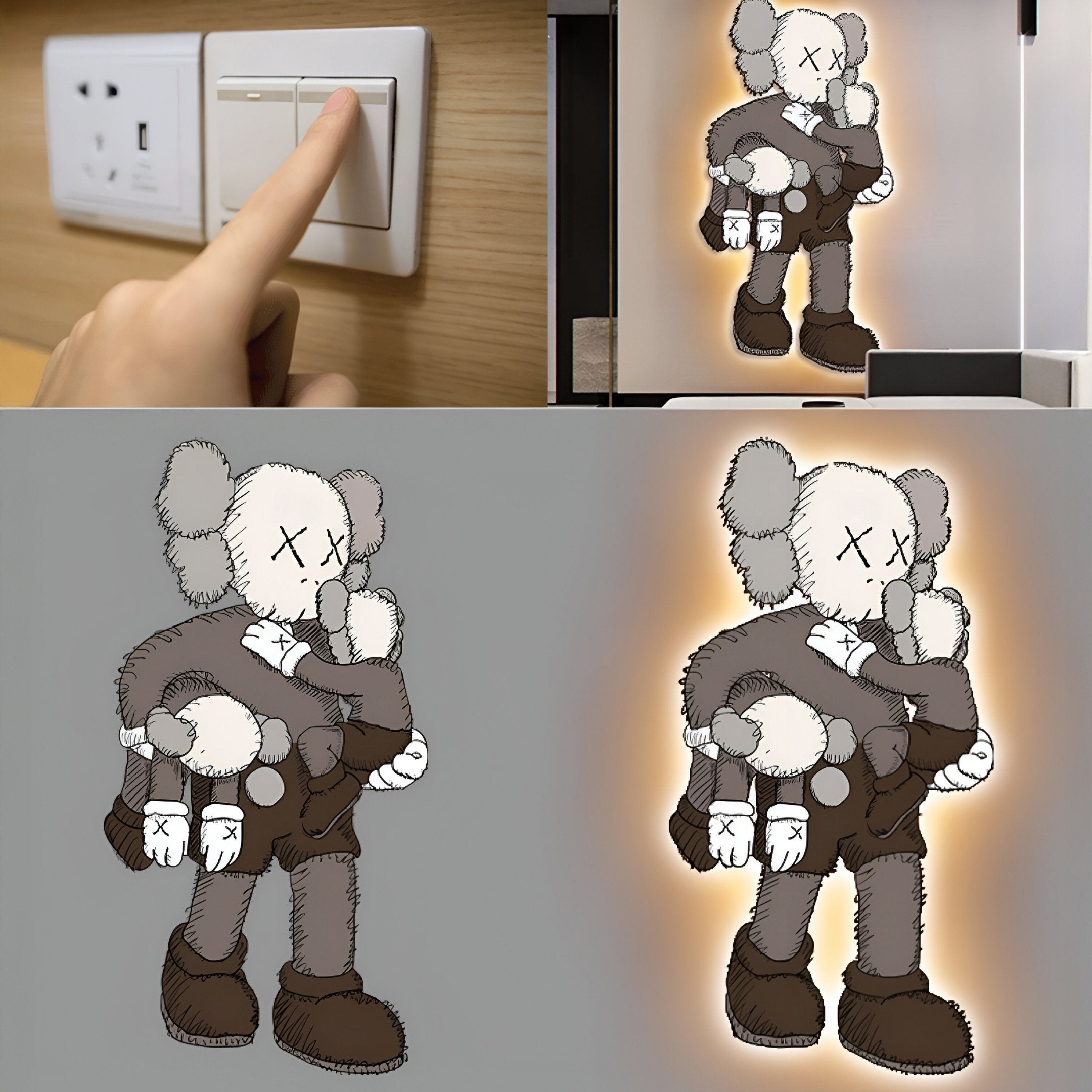 Mournis Double Embrace Iconify 3D LED Wall Art