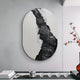 The Orrica Silver & Black Textured Relief 3D Wall Art by Giant Sculptures hangs above a minimalist tea set, while a vase with red berries accents this modern light gray room—ideal for stylish interiors.