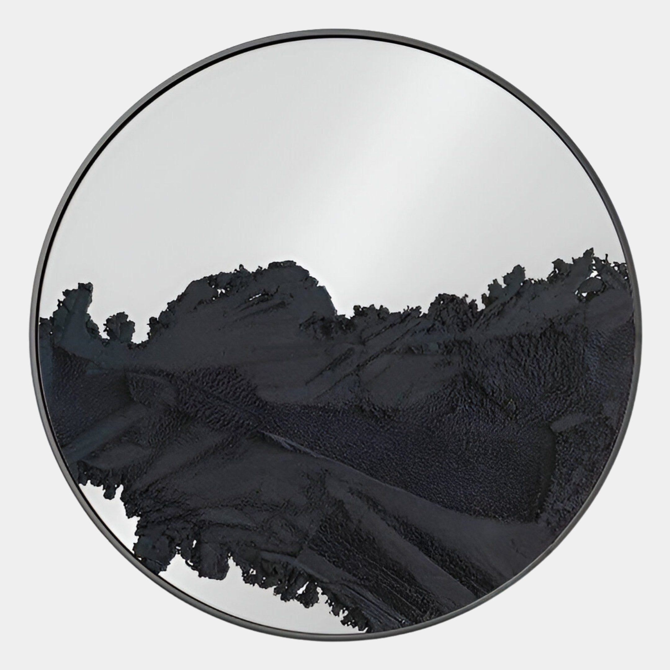 Erosian Obsidian Drift Textured Round 3D Wall Art | Sculptural Mirror