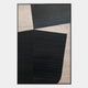 Striatura Slate Grey & Black Rope Abstract 3D Wall Art by Giant Sculptures features bold, textured black geometric shapes on a light beige background for a modern, minimalist look with strong contrast and clean lines.