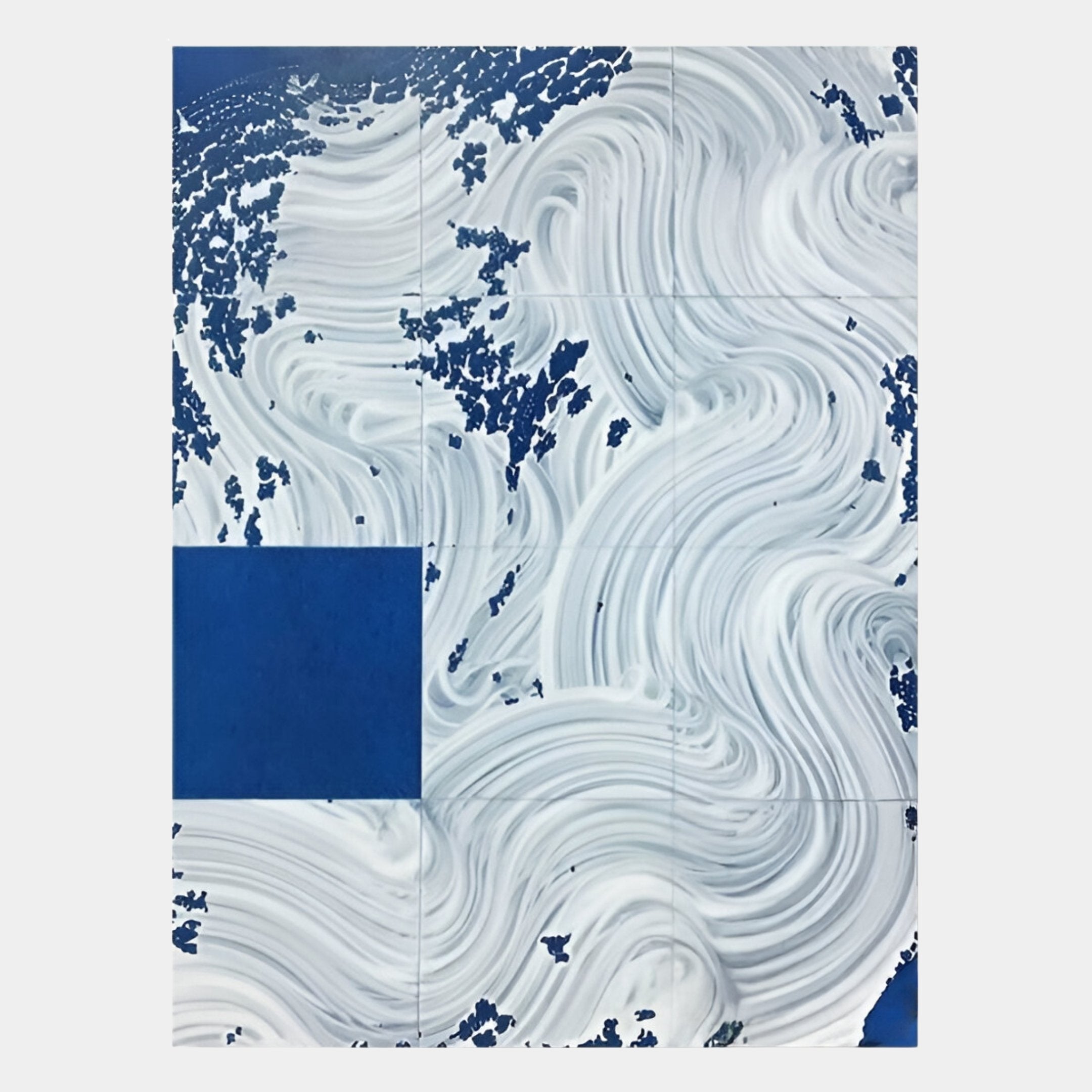 Averis Blue & White Textured Abstract 3D Wall Art