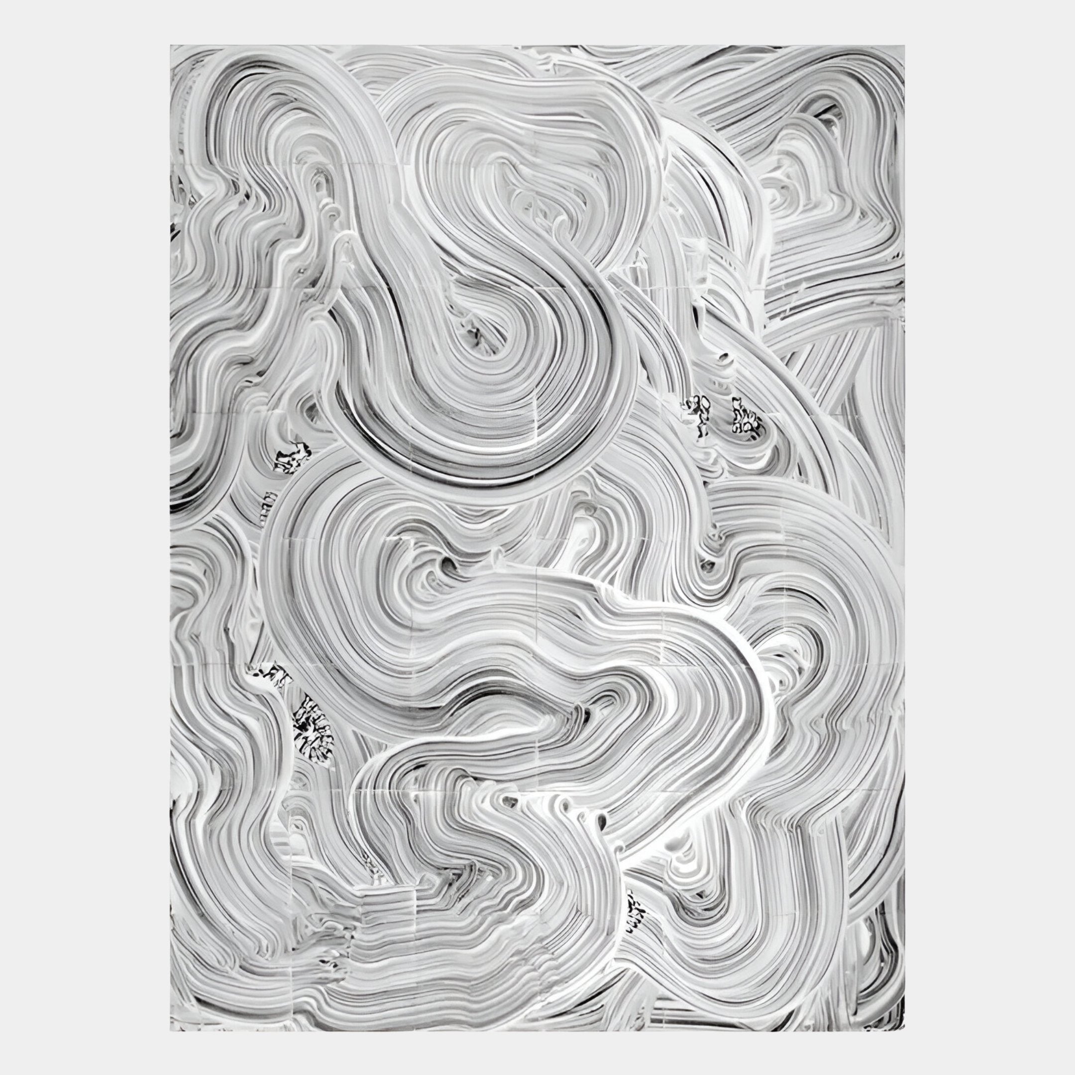 Averis Monochrome Swirl Relief Abstract 3D Wall Art