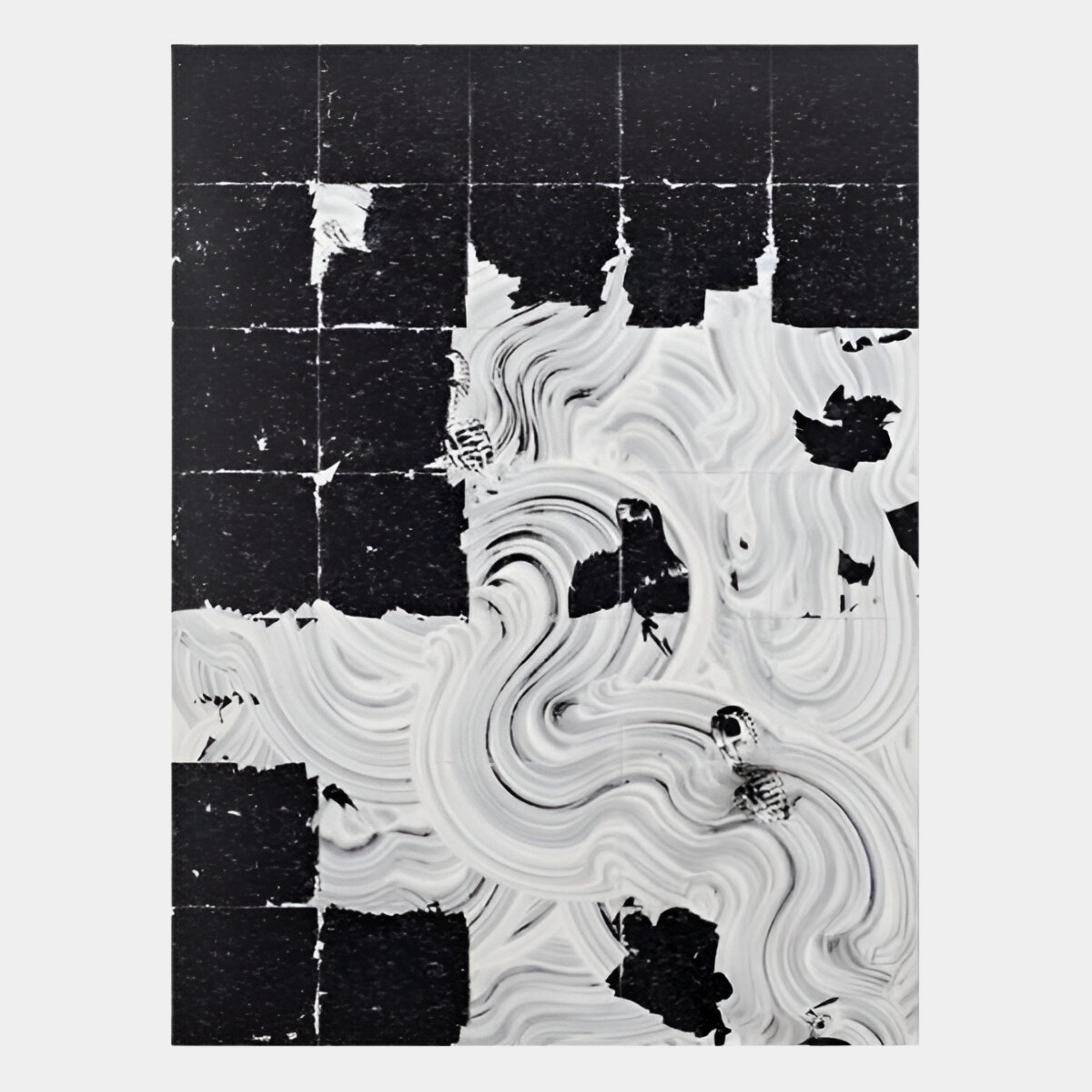 Averis Black & White Swirl Abstract 3D Wall Art