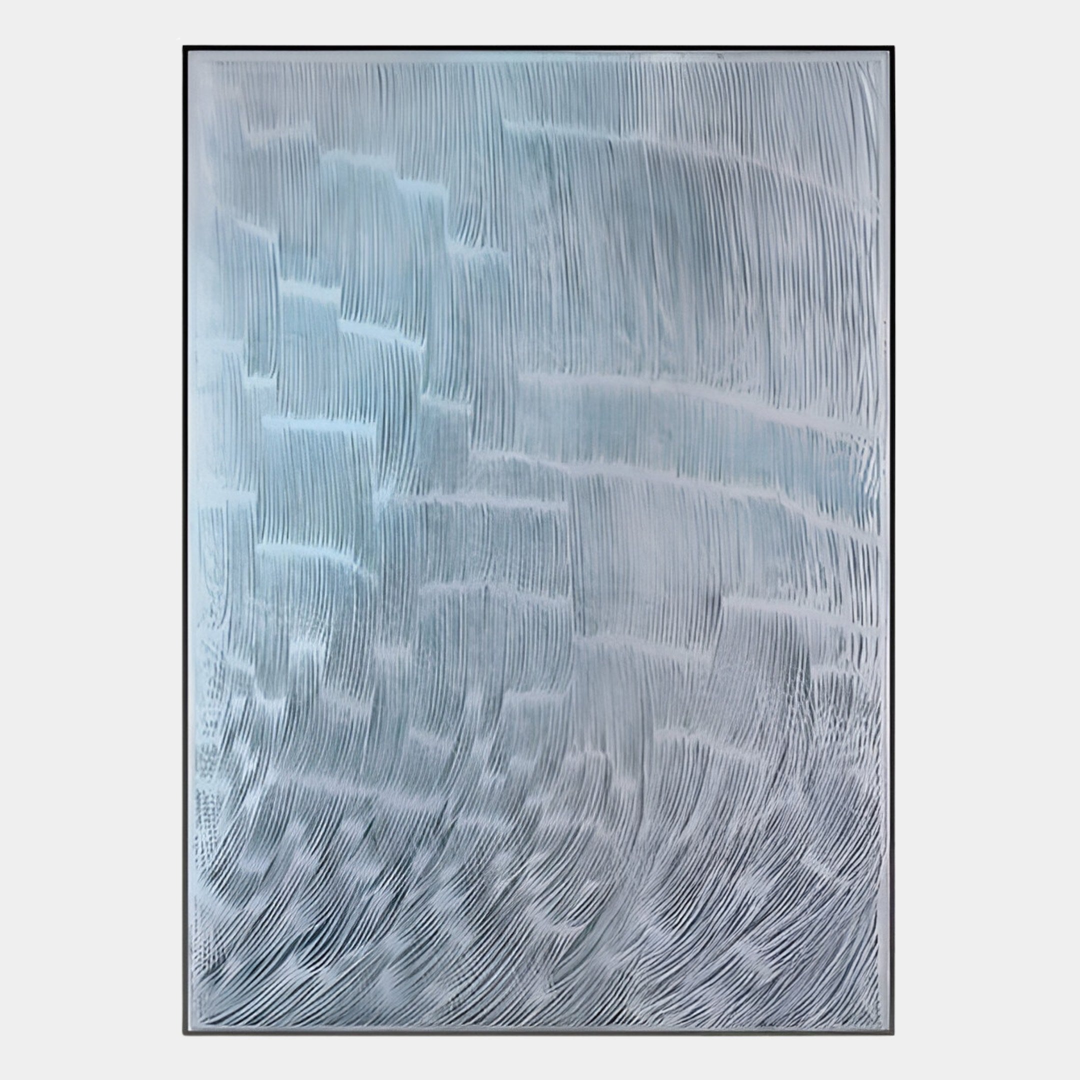 The Aqualis Frosted Ice Curve Textured Abstract 3D Wall Art by Giant Sculptures features wavy, curved lines for a frosted, modern look—ideal as minimalist wall decor.