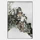 The Miravine White Hand-Painted Acrylic Mirror 3D Wall Art by Giant Sculptures features small square mirrored tiles forming a profile silhouette, with wavy lines on non-mirrored areas for striking modern wall decor.