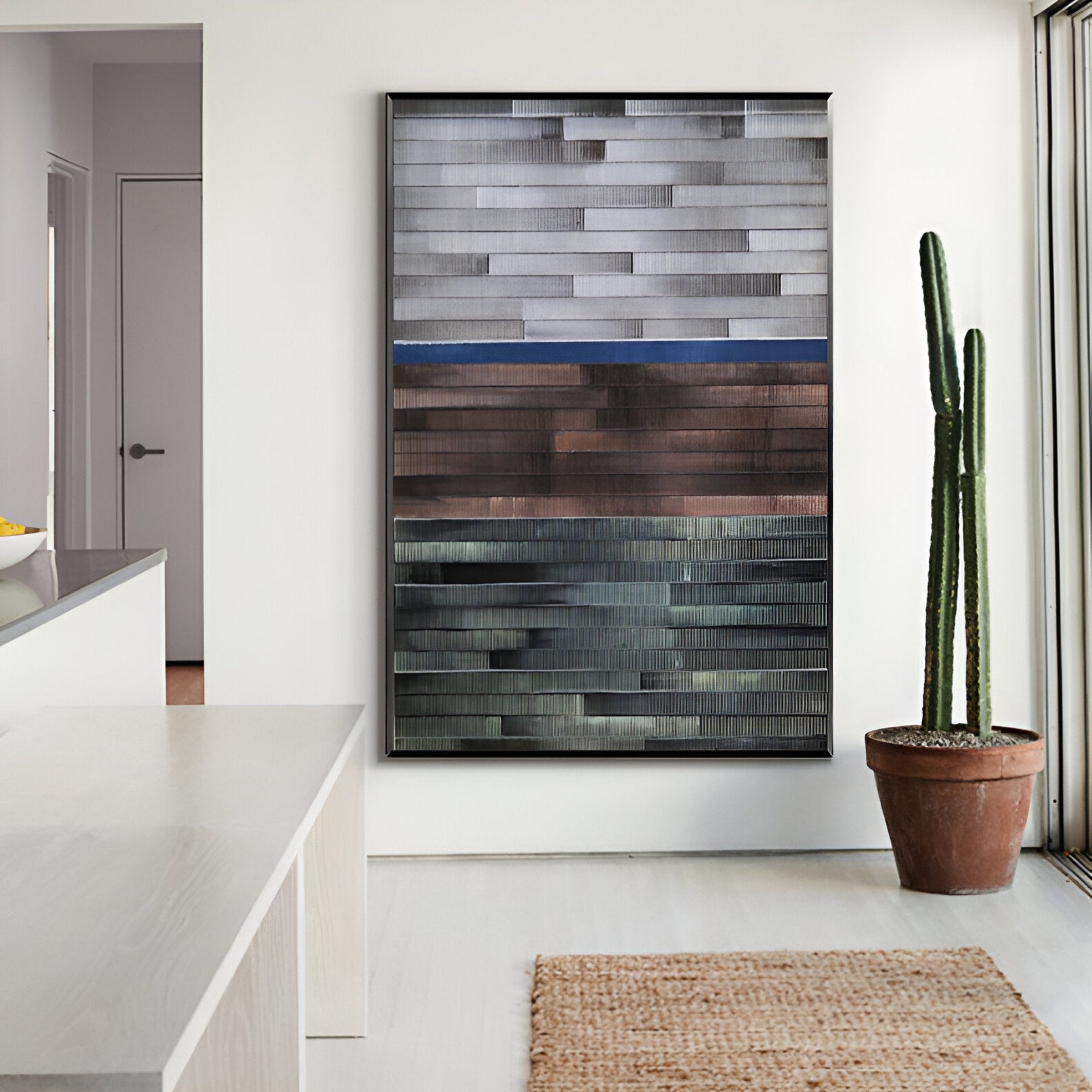 Chromastrata Steel–Umber Horizon Layered 3D Wall Art