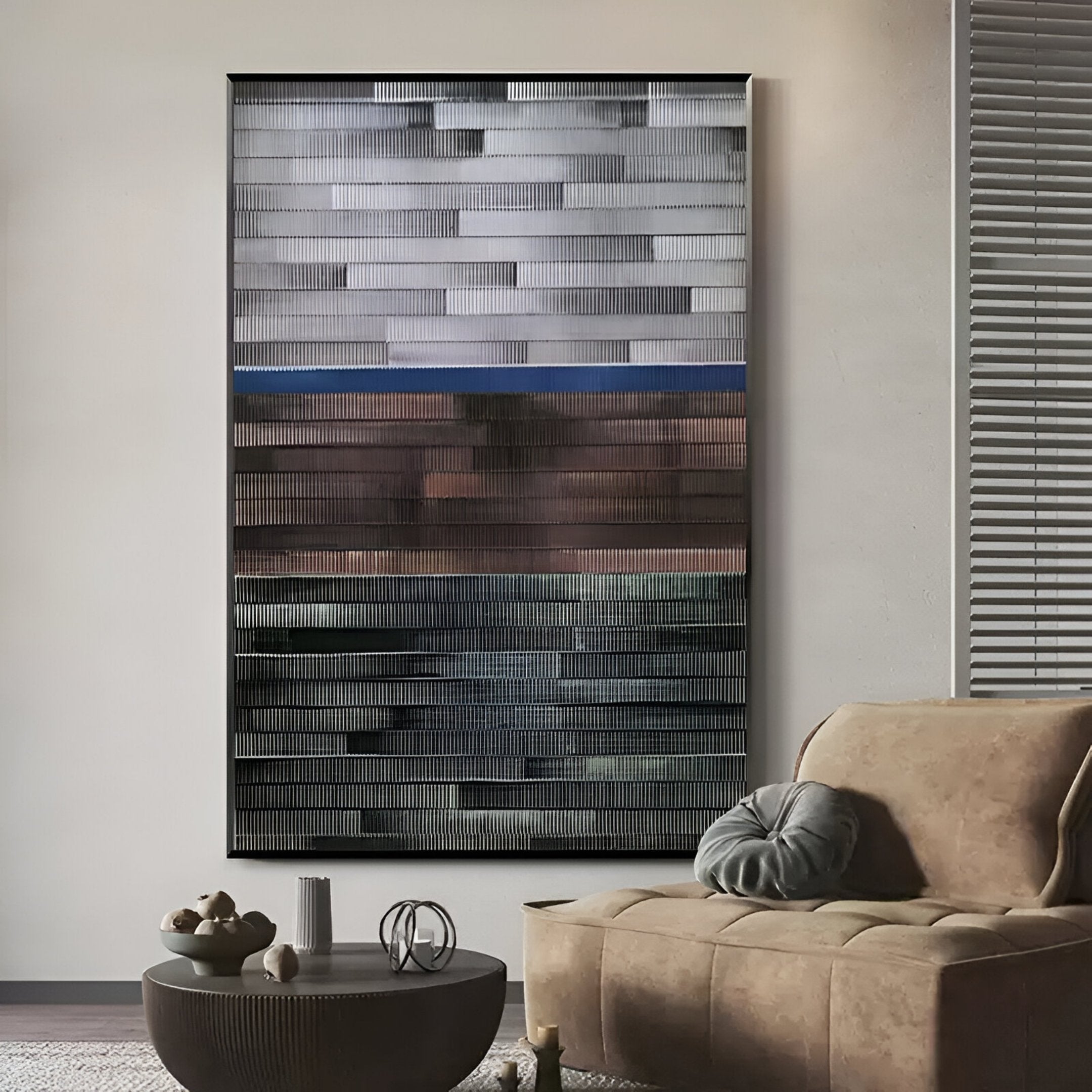 Chromastrata Steel–Umber Horizon Layered 3D Wall Art