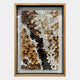 The Volaris Ochre & Ivory Rolled Floral Framed 3D Wall Art by Giant Sculptures features rolled paper in brown, white, black, and tan creating an abstract texture within a handmade wooden frame and glass cover.
