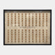 Fortuna Mahjong Carved Wood Tile Linen Wall Art by Giant Sculptures, a landscape grid of real carved wooden mahjong tiles hand-set on natural linen in a slim black glazed frame, with MAH JONG lettering across the centre.