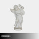 Little Angels Marble Outdoor Sculpture version 3 — white marble winged angel boy playing a stringed instrument, standing on a round base against a plain light background.