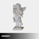 Little Angels Marble Outdoor Sculpture – 80cm by Giant Sculptures, a winged angel boy carved in white marble playing a stringed instrument, standing on a square base against a light background.
