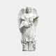 Floral Cross Marble Angel Sculpture – 180cm by Giant Sculptures, a white marble angel holding a cross adorned with carved flowers, wearing flowing draped robes with outstretched wings, on a plain light background.