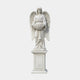 Angel Statue Angel Marble Outdoor Sculpture – 180cm by Giant Sculptures, a white marble winged angel in flowing robes holding a woven basket, standing on a classical pedestal, shown against a plain light grey background.