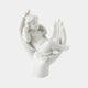 White marble sculpture of a sleeping cherub angel cradled in an open hand, shown against a plain light background — Angel Girl Angel Marble Outdoor Sculpture, 90cm, by Giant Sculptures.
