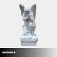 A white marble Sitting Angel Outdoor Sculpture (50cm) by Giant Sculptures kneels in prayer with wings folded, set against a plain light gray background. "VERSION 2" appears at the bottom left.