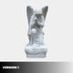 A Sitting Angel Marble Outdoor Sculpture by Giant Sculptures, 50cm tall, kneels with head bowed and hands clasped in prayer against a plain light gray background. “VERSION 1” appears in bold white on a black and gray gradient bar at the bottom.