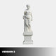 Four Season Angel Marble Outdoor Sculpture by Giant Sculptures, version 2, draped female figure holding fruit on a square pedestal against a white background.