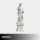 Four Season Angel Marble Outdoor Sculpture by Giant Sculptures, version 3, draped female figure holding grapes on a moulded pedestal against a white background.