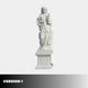 Four Season Angel Marble Outdoor Sculpture by Giant Sculptures, Version 1, a white marble draped female figure holding an urn beside a fluted column on a pedestal.