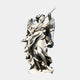 Ponte Sant Angelo V2 Angel Marble Outdoor Sculpture by Giant Sculptures, 180cm white marble angel in flowing drapery holding a lance, wings spread, against a plain light background.