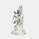 Apollo And Daphne Angel Marble Outdoor Sculpture by Giant Sculptures, 210cm white marble depiction of Daphne transforming into a laurel tree as Apollo reaches for her, on a rocky base, plain white background.