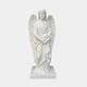 Saint Gabriel Angel Marble Outdoor Sculpture by Giant Sculptures, 150cm white marble figure with detailed wings and flowing robes on a square base, shown against a plain light background.