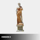 The Four Season Female Angel Marble Outdoor Sculpture (220cm) by Giant Sculptures features detailed drapery in white and brown-toned marble. "VERSION 2" text appears on a black-to-gray gradient bar at the bottom.