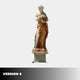 The Four Season Female Angel Marble Outdoor Sculpture (220cm) by Giant Sculptures features a woman in a flowing dress with a flower bowl, standing on a decorative pedestal. Displayed against a white background, "Version 4" appears over a black-to-gray gradient.