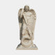 The Giant Sculptures St Michael Guardian Angel Marble Outdoor Sculpture (180cm) depicts the armored angel with wings, sword, and shield standing triumphantly over a coiled serpent.