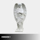 Standing Male Angel Marble Outdoor Sculpture - 120cm by Giant Sculptures. Features detailed wings, flowing robes, and a flower, standing on a rectangular base. Plain gray background with "VERSION 1" in a black bar at the bottom left.