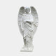 Standing Male Angel Marble Outdoor Sculpture – 120cm by Giant Sculptures, depicting a winged angel in classical drapery holding a torch, carved in white marble on a square base against a plain light background.