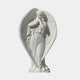 Life-Size Female Angel Marble Outdoor Sculpture by Giant Sculptures, 160cm white marble figure in contrapposto pose with folded wings and classical draped robes, on a plain light background.