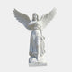 Life-Size Angel Marble Outdoor Sculpture by Giant Sculptures, 180cm white marble figure with outstretched wings and flowing robes on a square base, shown against a plain light background.