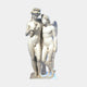 Cupid Kindling The Torch Angel Marble Outdoor Sculpture by Giant Sculptures, depicting two youthful figures in white marble with wings and a torch, on a plain light background.