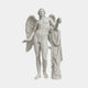 Eros Genie Of Borghese Angel Marble Outdoor Sculpture by Giant Sculptures, depicting a winged male figure in contrapposto stance with draped fabric, carved in natural white marble, shown against a plain light background.